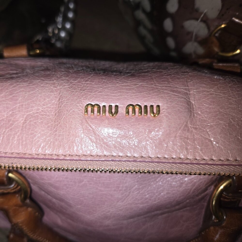 EUC Authentic Rare Tricolor MiuMiu Vitello 2 way Satchel - Picture 2 of 15